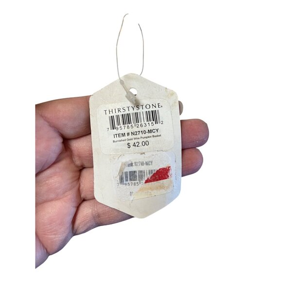 Burnished Gold Wire Pumpkin Bread Basket By Thirstystone 13"x14"x6" Decorative - Picture 4 of 7